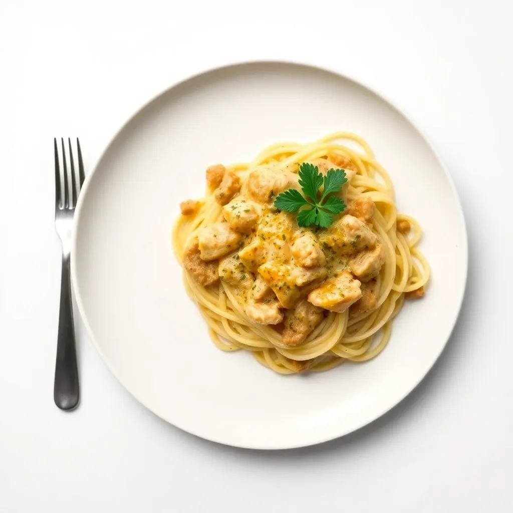 Garlicky Chicken Hash with Egg Noodles