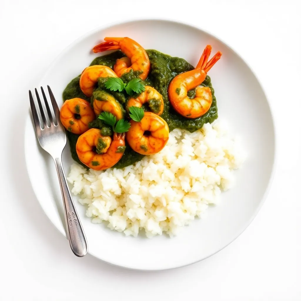 Slow-Cooked Prawns Saag with Basmati Rice
