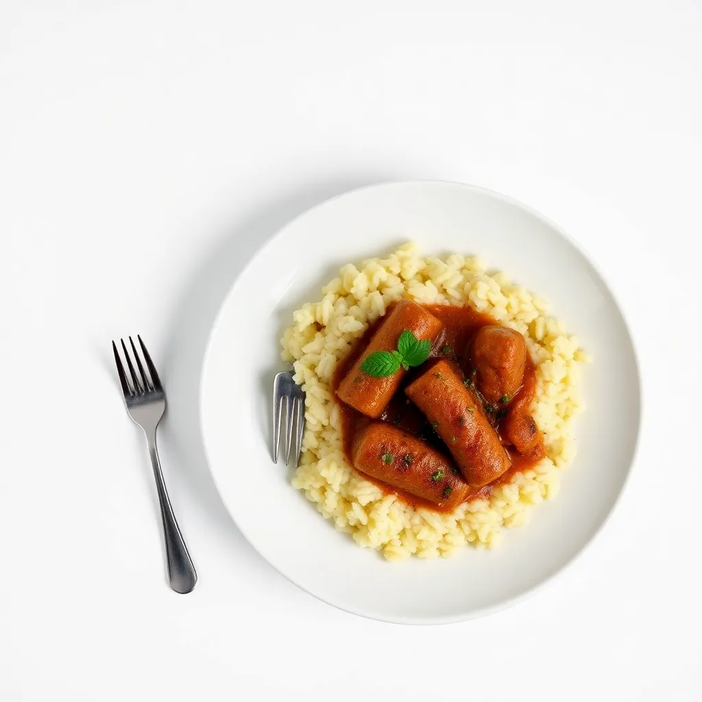Skillet Italian Sausage alla Norma with Risotto Rice