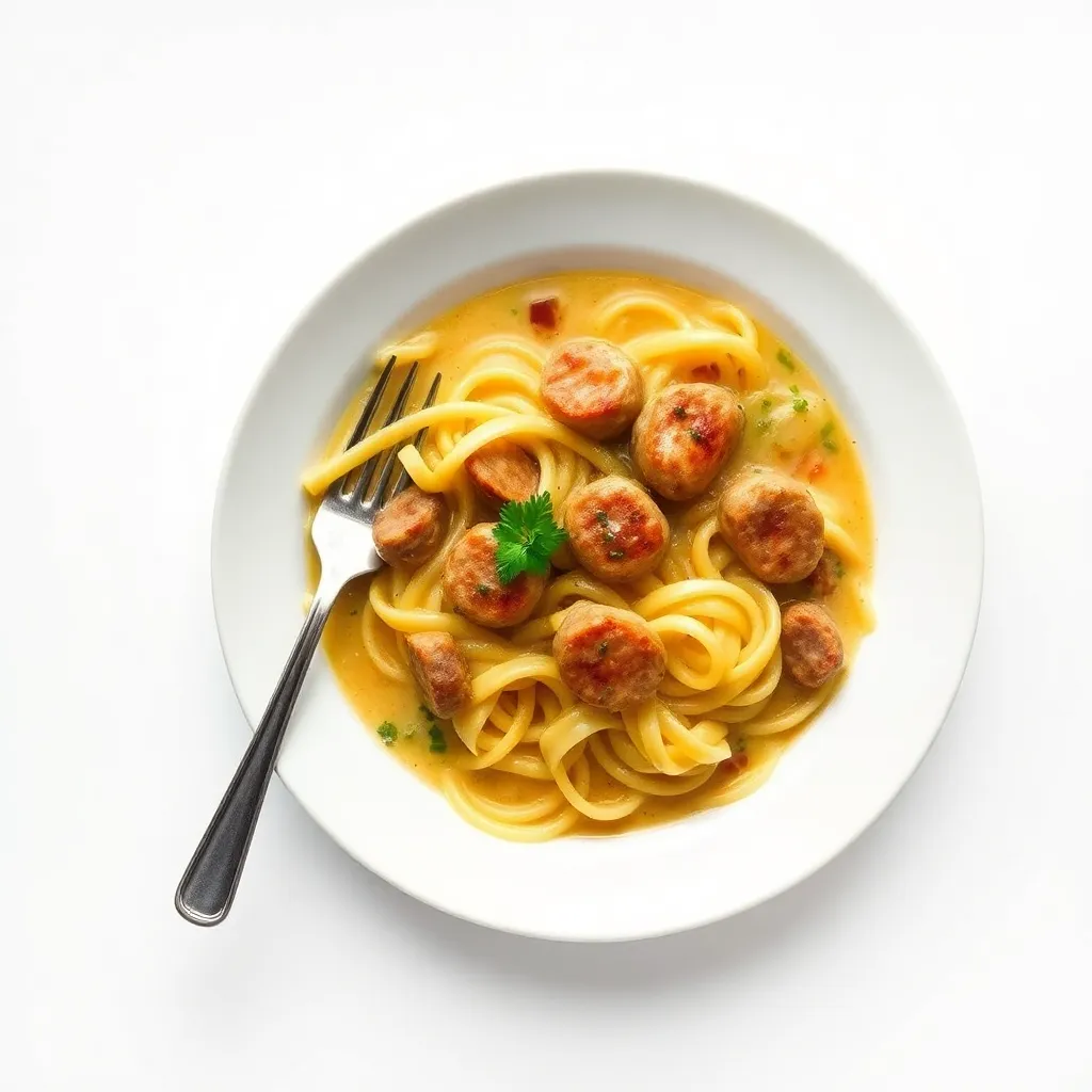 Sheet-Pan Smoked Sausage Chowder with Egg Noodles
