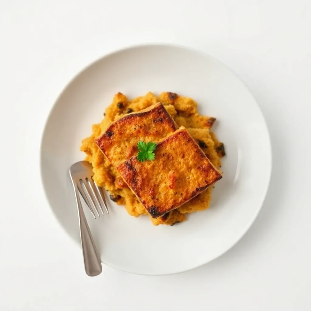 Charred Firm Tofu Bake with Cornbread