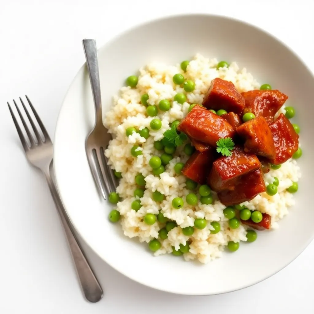 Glazed Pork Rice and Peas
