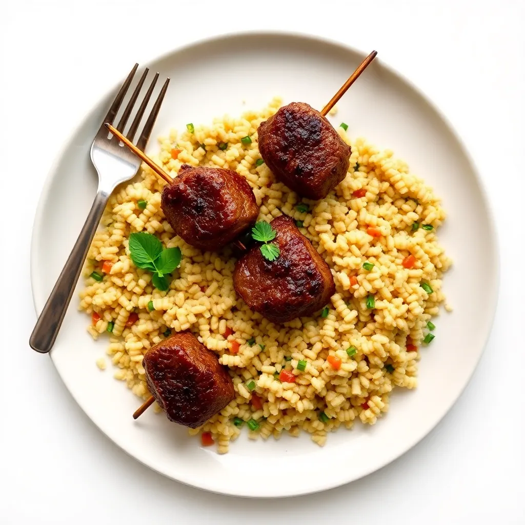 Honey-Glazed Lamb Skewers Bake with Farro