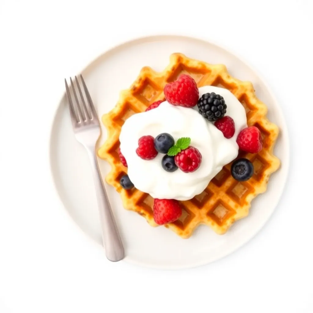 Waffles with Cream and Berries