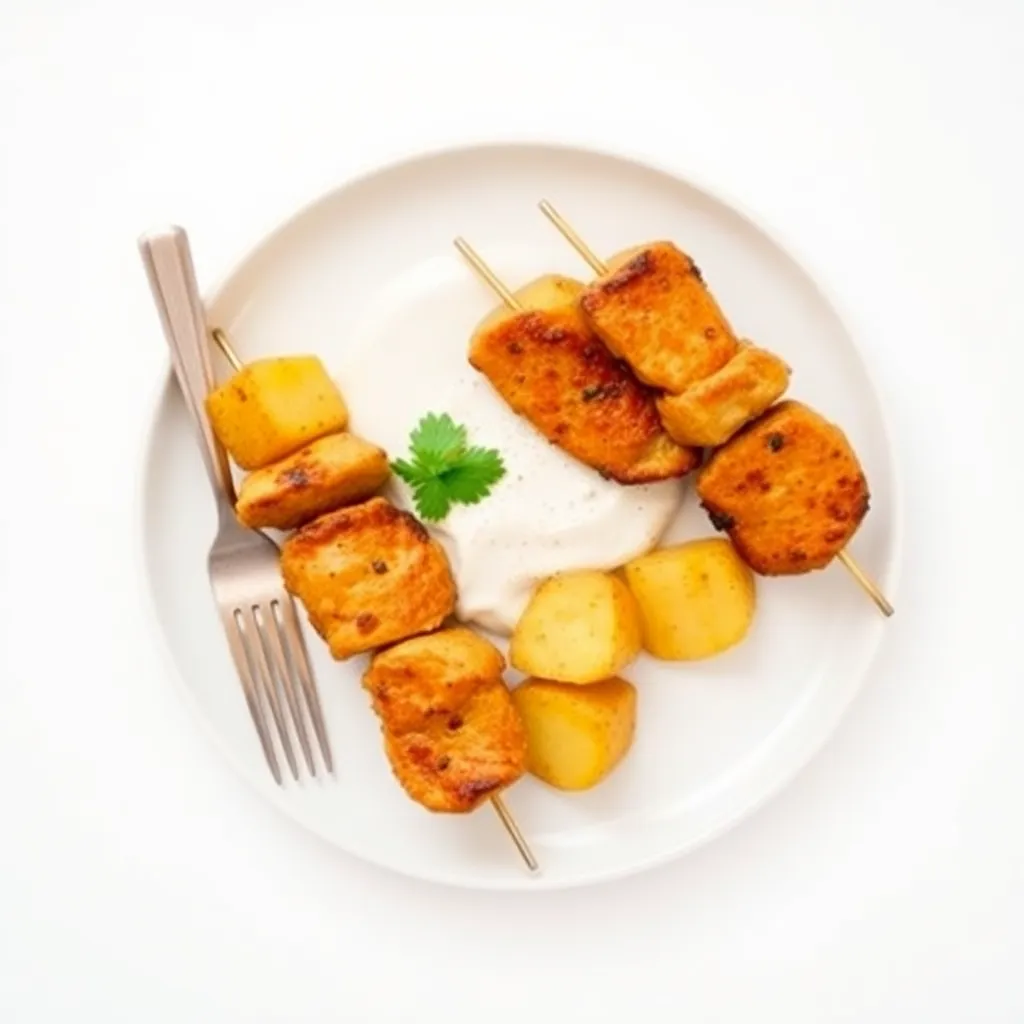Rustic Chicken Skewers with Roast Potatoes