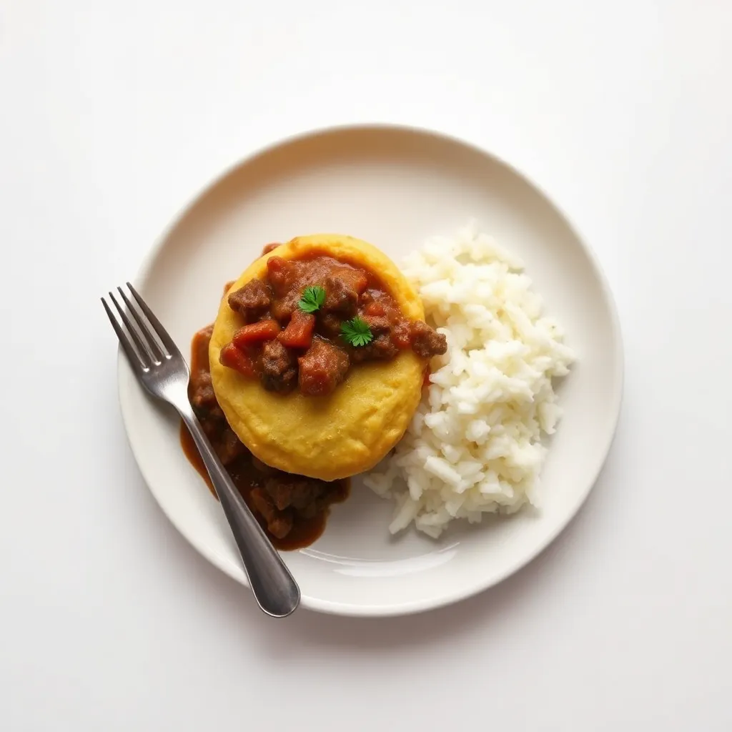 Spiced Ground Beef Pot Pie with White Rice