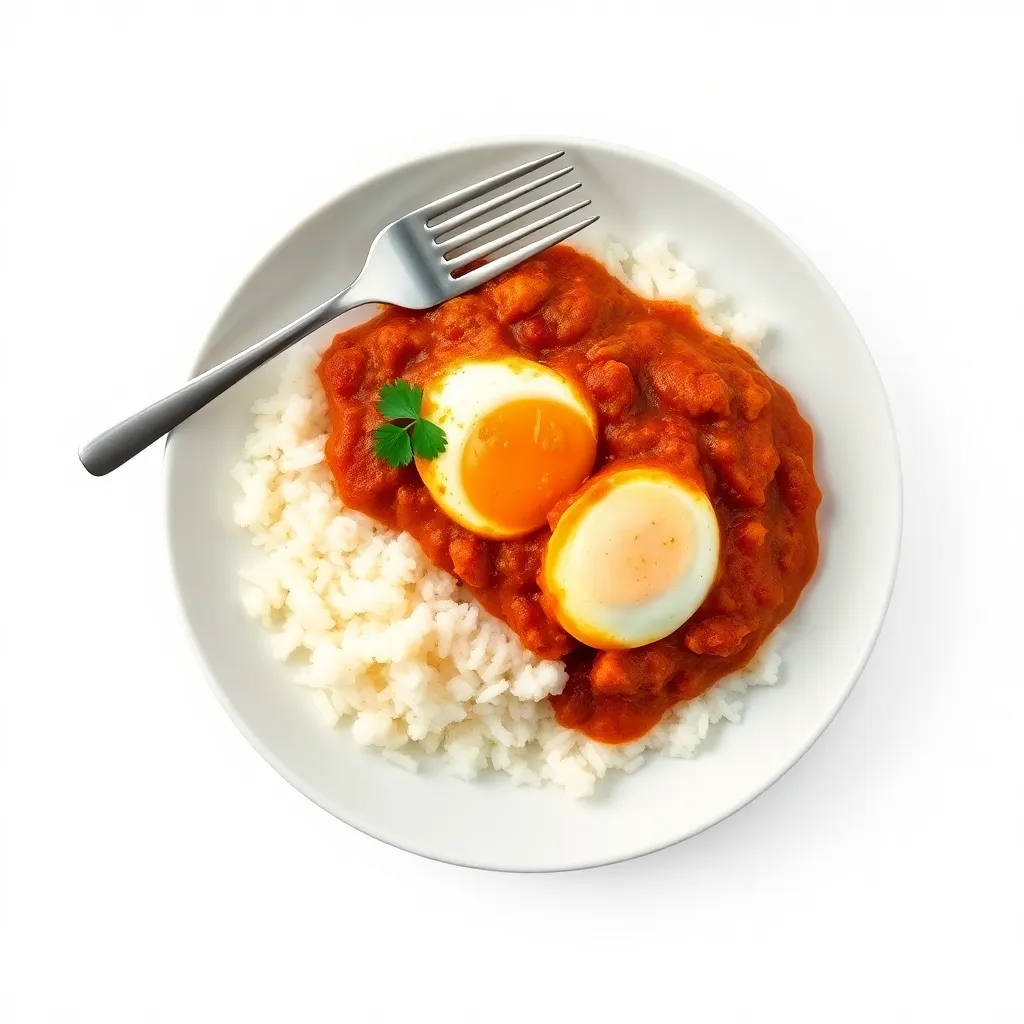 Fiery Eggs Chili with White Rice