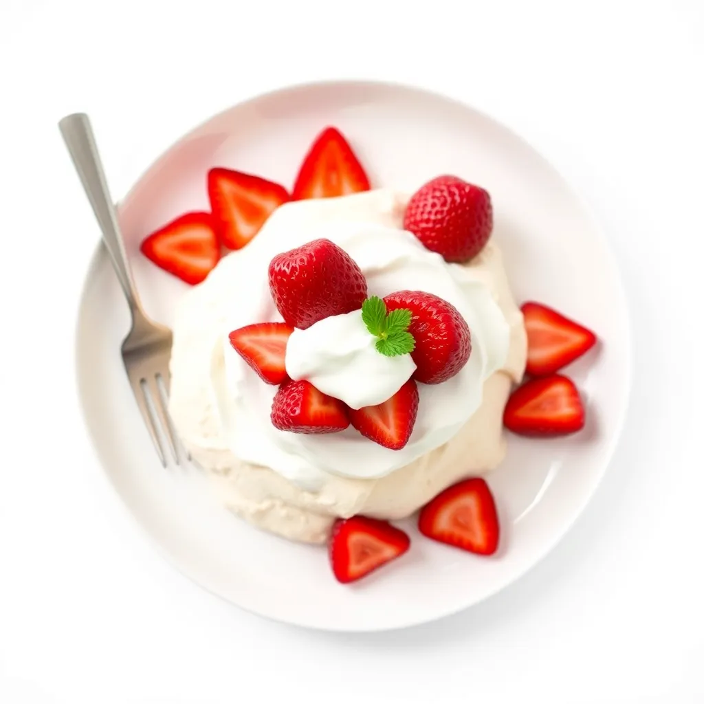 Pavlova with Whipped Cream and Strawberries
