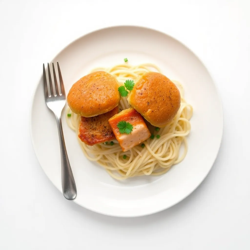 Braised Salmon Sliders with Rice Noodles