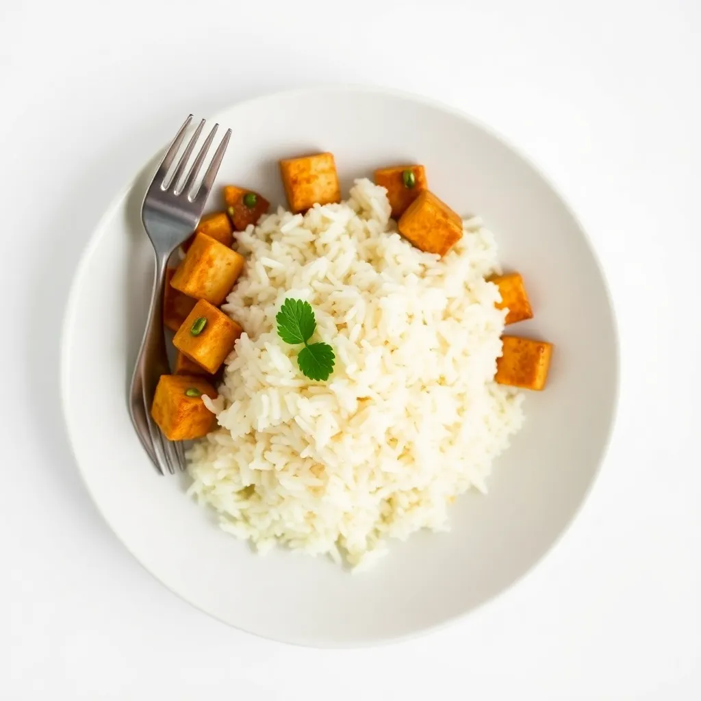 Braised Firm Tofu Fried Rice with Jasmine Rice