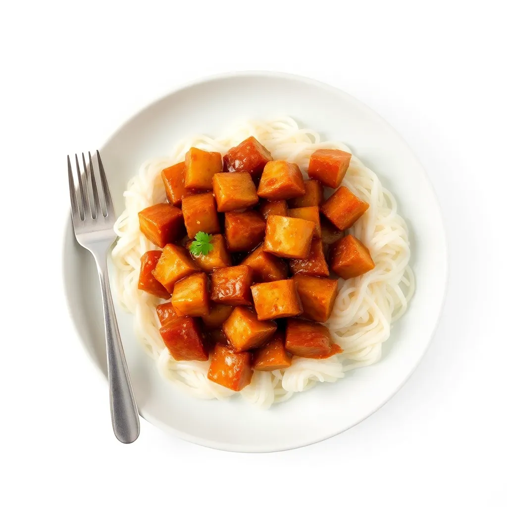 Honey-Glazed Firm Tofu Stir-Fry with Rice Noodles